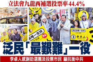 立法會九龍西補選投票率44.4%  泛民「最艱難」一役