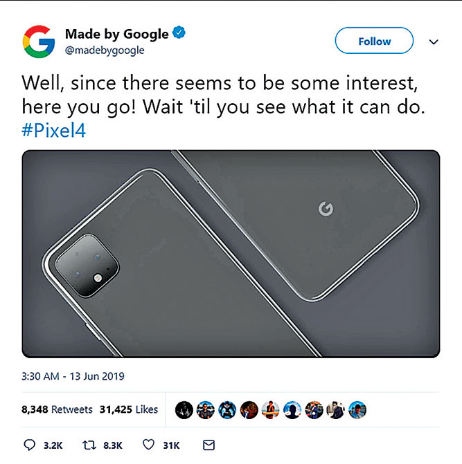 Google Pixel 4提前曝光 可達指尖級的隔空操作