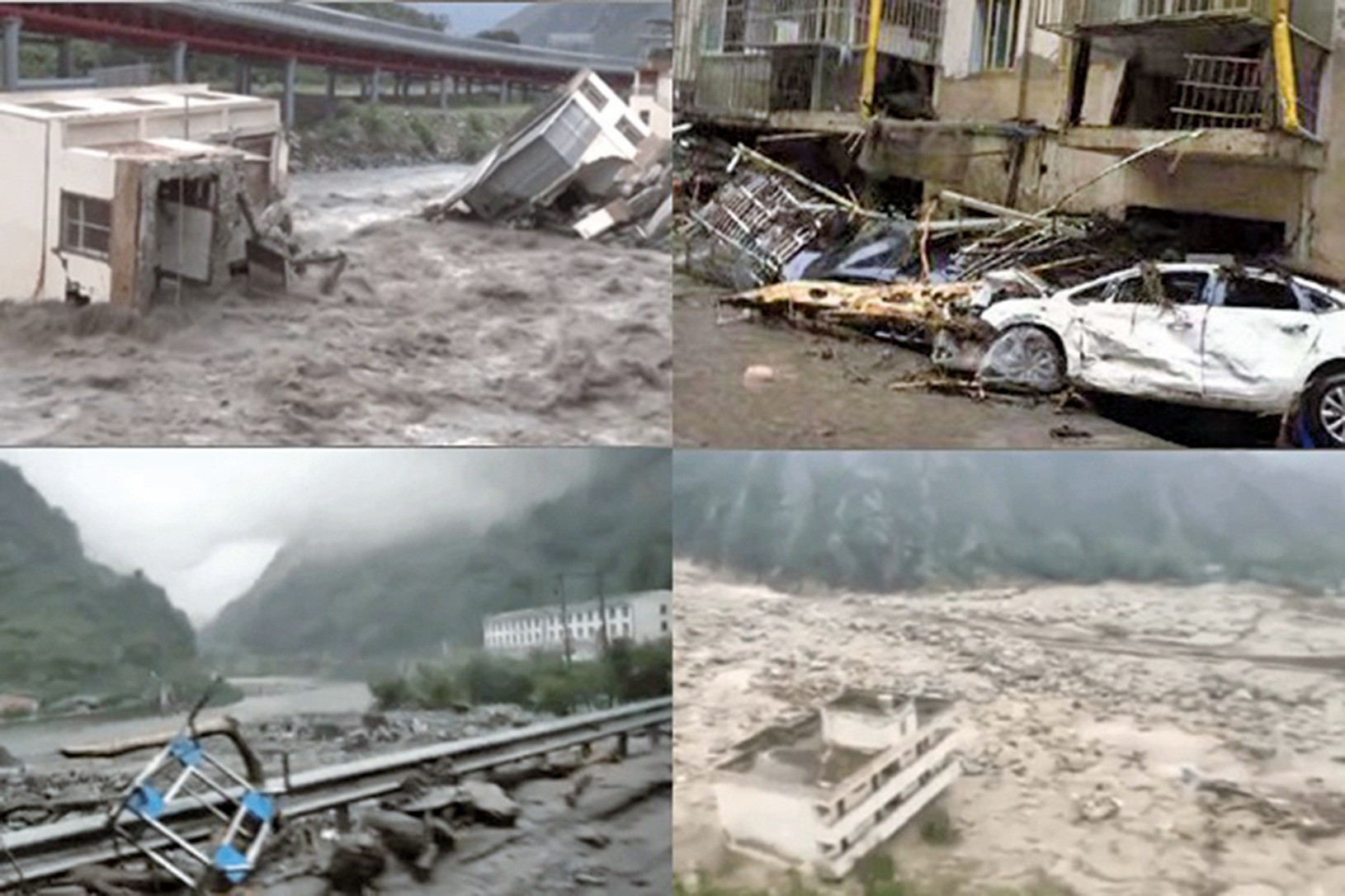 近日，四川阿壩州汶川縣，遭遇五十多年來最大山洪泥石流襲擊，損失慘重。大部份地區電力通訊、道路中斷。（影片截圖）