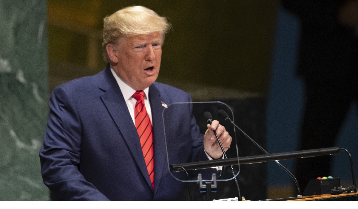 9月24日，特朗普總統在紐約聯合國大會上發言。（DON EMMERT/AFP/Getty Images）