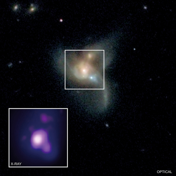 新發現：三個巨大黑洞發生罕見碰撞