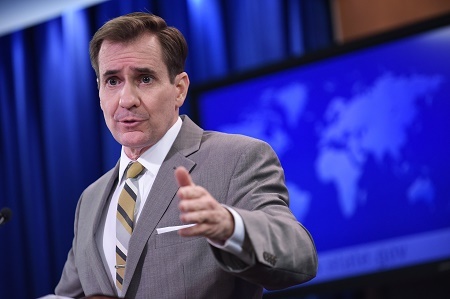 美國國務院發言人約翰・科比（John Kirby）周五（7月8日）宣布，美方6月17日驅逐了兩名俄駐華盛頓使館外交官。（MANDEL NGAN/AFP/Getty Images）