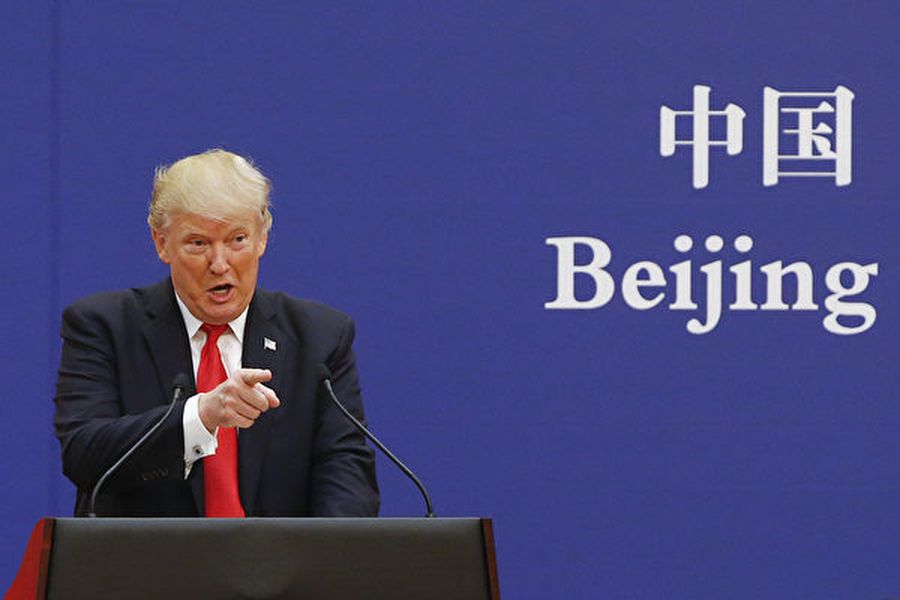 特朗普2017年11月訪問中國。（Thomas Peter-Pool/Getty Images）