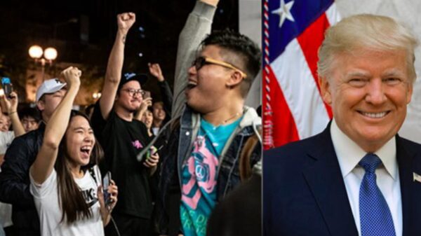 特朗普總統27日宣佈已簽署《香港人權與民主法案》，港民在網上互賀，稱之是最好的感恩節禮物。圖為資料圖片。（Getty Images／新唐人合成）
