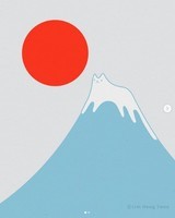 插畫家風景畫中盡是貓 富士山海浪和雲皆是貓