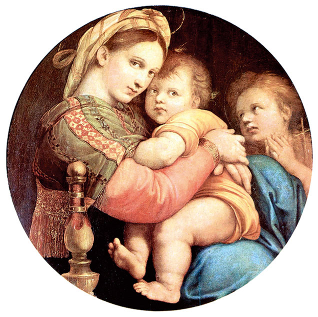 拉斐爾《椅中聖母》，木板油畫。（公有領域）