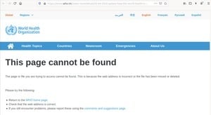 涉台灣問題  世衛組織網頁在世界衛生日也404