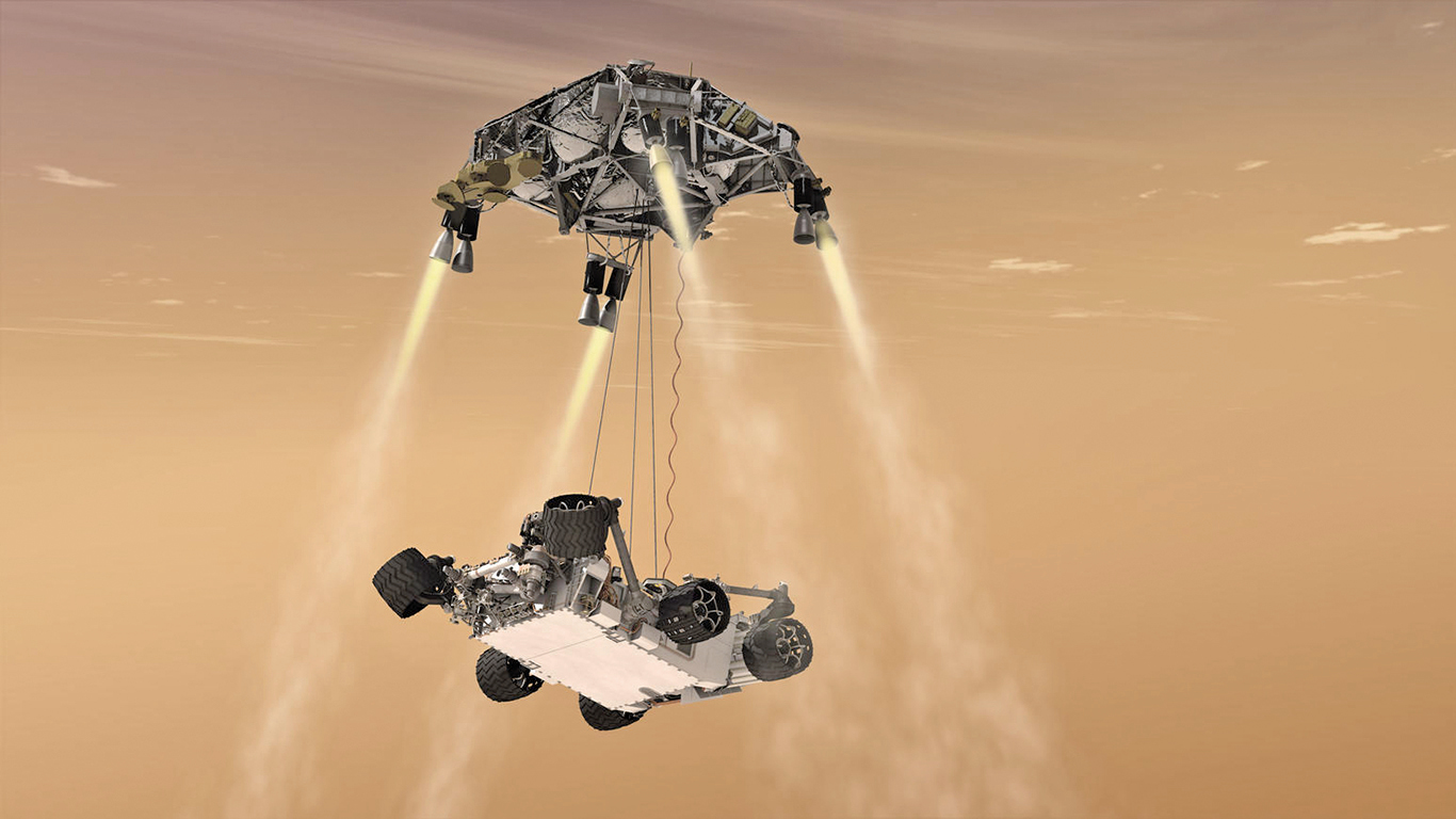 毅力號登陸火星示意圖。（NASA）