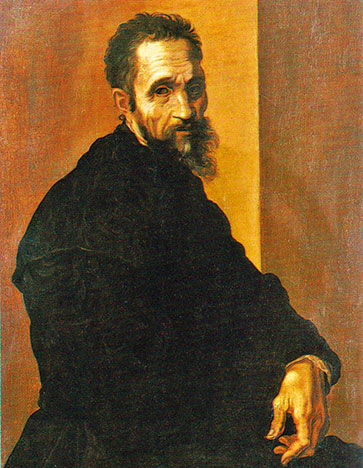 Jacopino del Conte 於1535年繪製的米開朗基羅肖像。（公有領域）