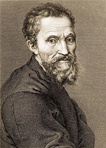 19世紀 Jean Louis Potrelle根據米開朗基羅（1475～1564）自畫像雕刻的米開朗基羅像(shutterstock)