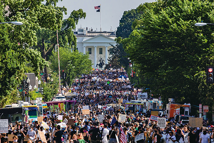 美首都爆發大規模遊行示威