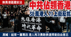 中共佔領香港 38萬港人7.1上街反抗