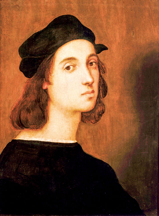 拉斐爾的自畫像，1506～1508年。油彩、畫板，43×34公分。意大利佛羅倫斯烏菲茲美術館收藏。(公有領域)
