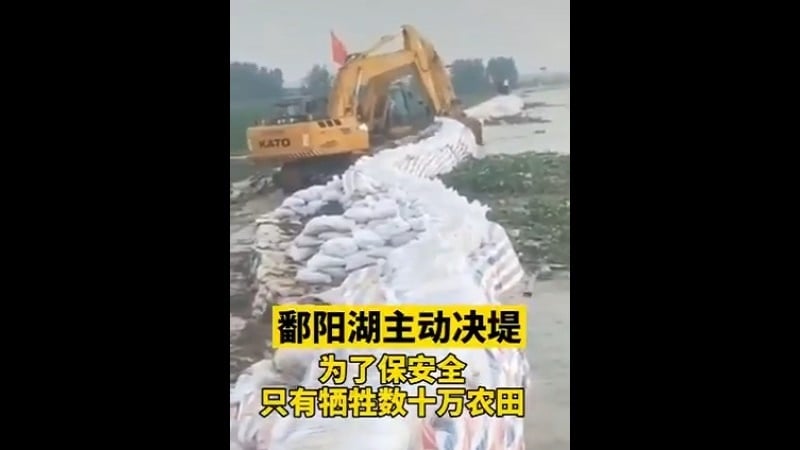 長江複式洪峰連十天 鄱陽湖「主動決堤」保城市