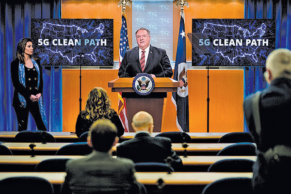 4月29日，美國國務卿蓬佩奧宣佈「5G乾淨通道」計劃。（Getty Images）