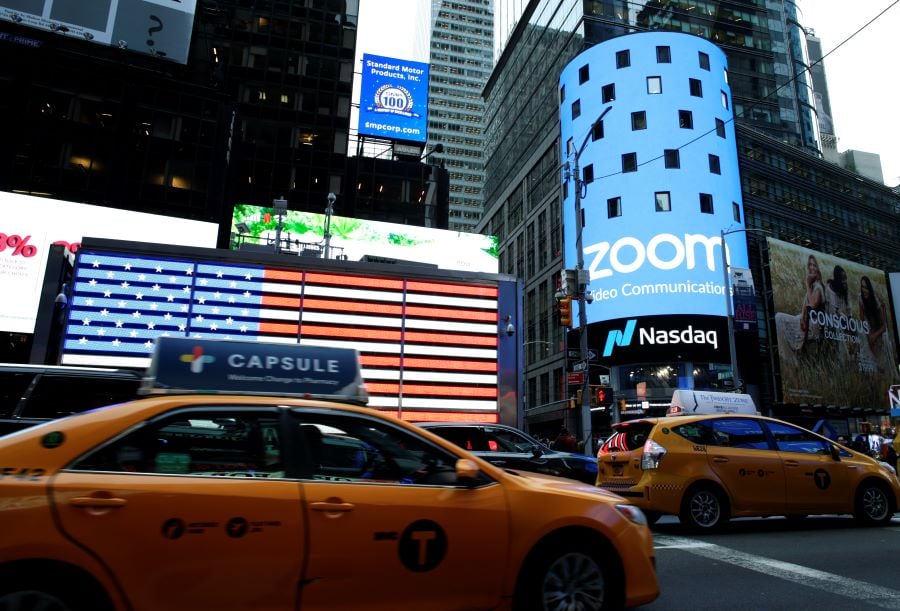 2019年4月18日，Zoom影片通信公司在紐約納斯達克首次公開招股。（Photo by Kena Betancur/Getty Images）