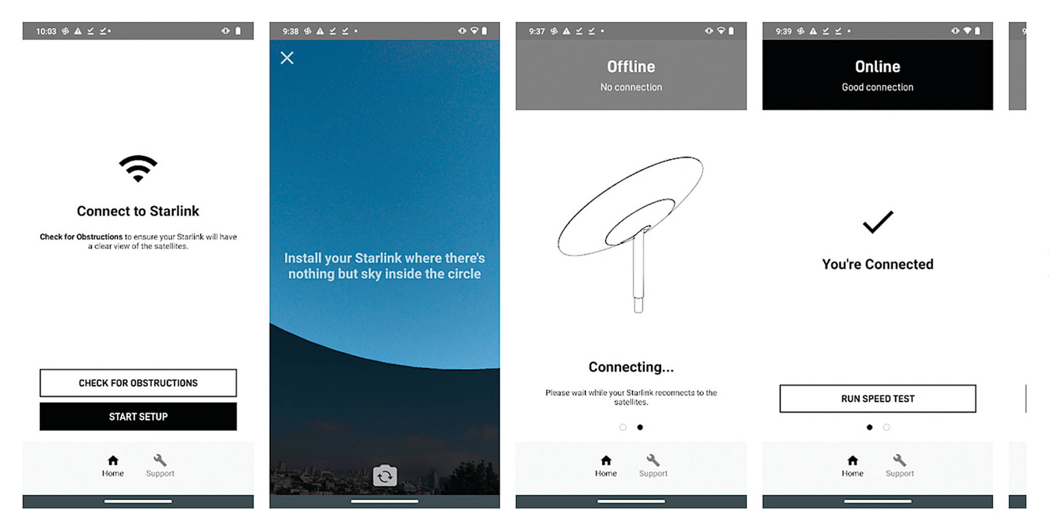 一款名為「Starlink」的App也已經在Android和iOS應用商店上架，介面很簡單，可以快速連結星鏈網絡。（SpaceX）