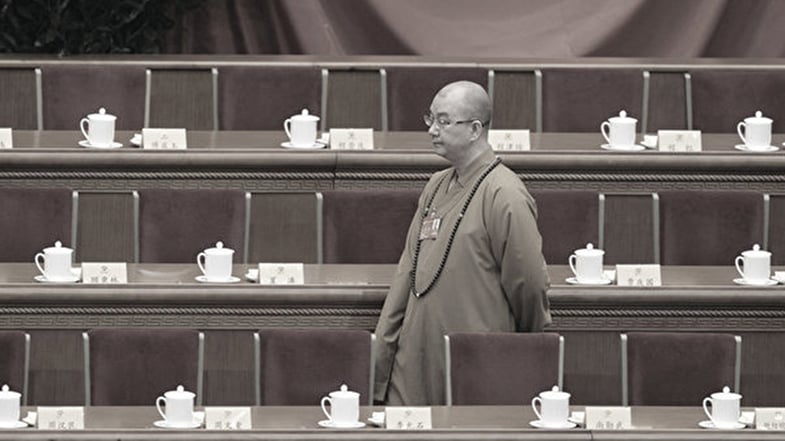 原中國佛教協會會長釋學誠性侵女弟子醜聞被曝光，引發輿論震驚。圖為釋學誠。（WANG ZHAO/AFP/Getty Images）