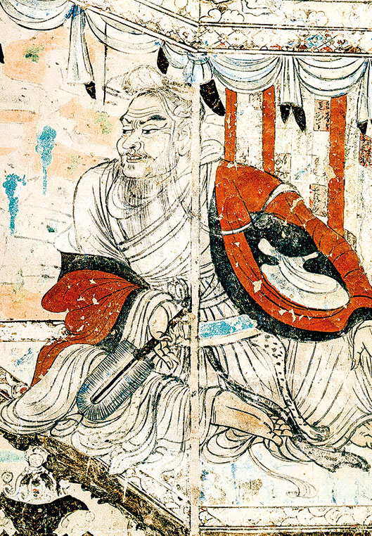 敦煌壁畫中的維摩詰菩薩（唐代）。( 公有領域)