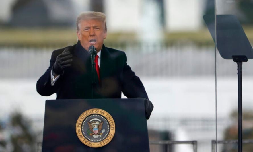 特朗普總統1月6日中午在華盛頓發表講話，宣佈他不會向盜竊認輸。（Tasos Katopodis/Getty Images）