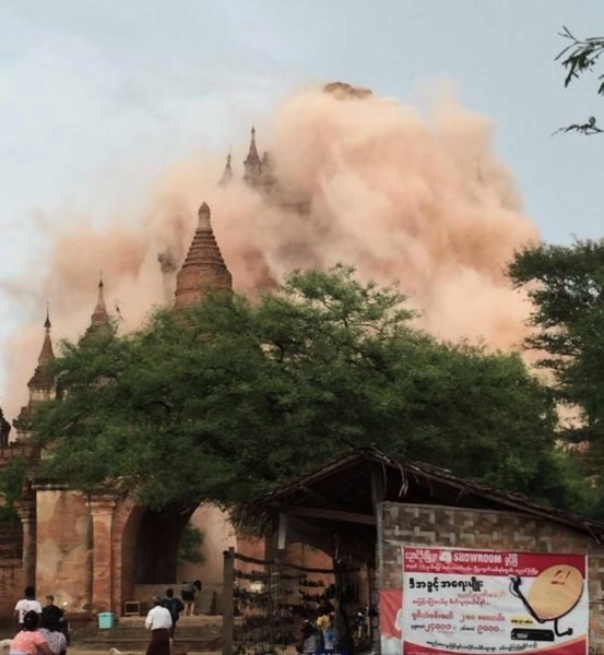 組圖：緬甸強震 震落知名觀光景點佛塔