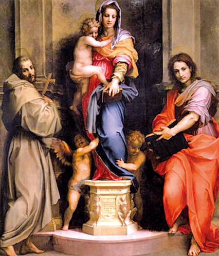 沙托（Andrea del Sarto，1486-1531）的作品《有鳥身女妖像的聖母》。（公有領域）