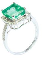 一枚方形祖母綠白金戒指