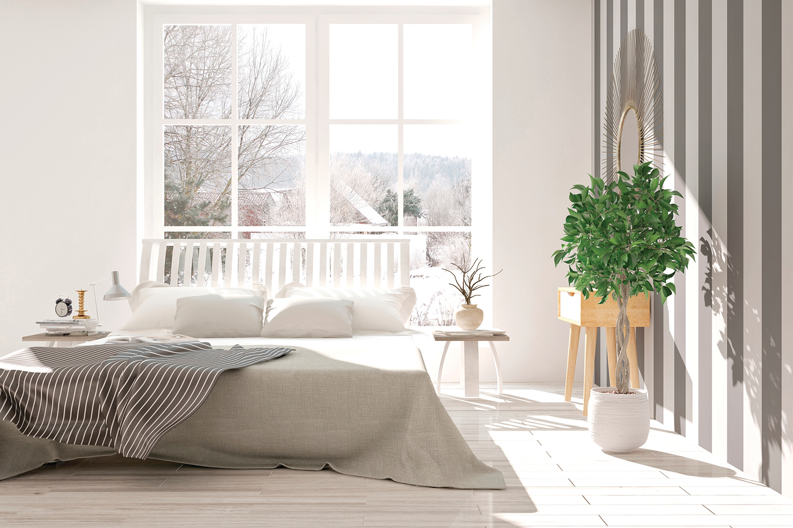 富有層次感的白色和自然光，能更突顯「鄉村臥室」風格。