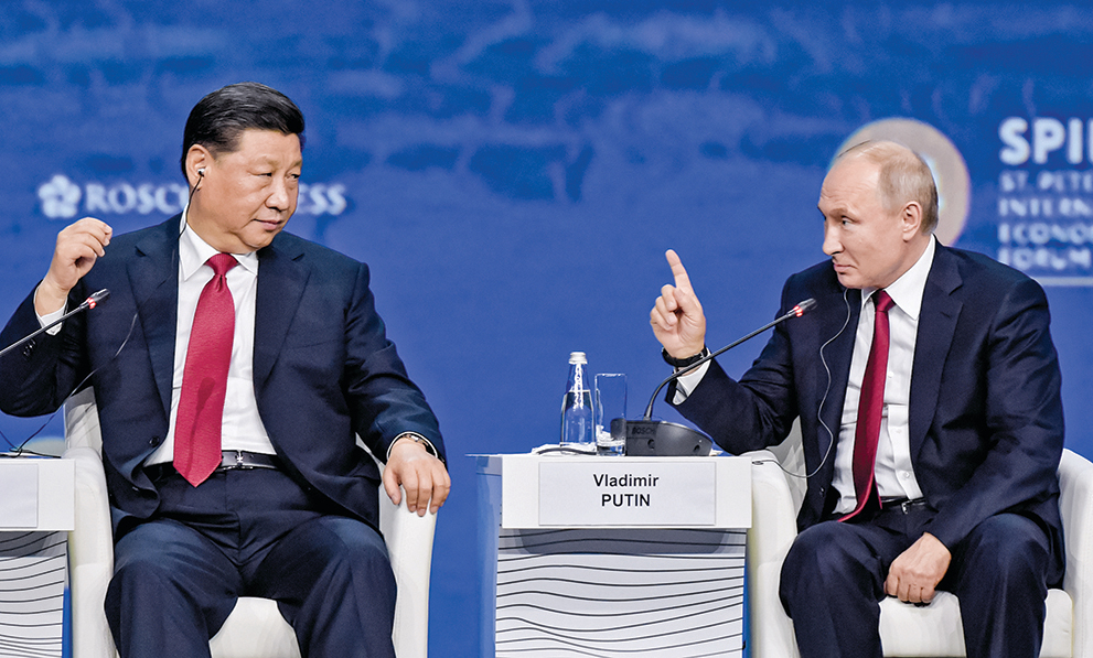 2019年6月7日，中國領導人習近平和俄羅斯總統普京在俄羅斯聖彼得堡出席了聖彼得堡國際經濟論壇。（Getty Images）