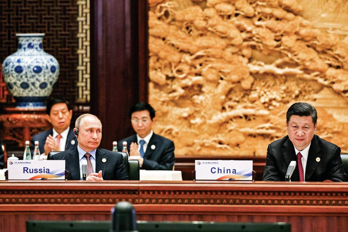 2017年5月15日，俄羅斯總統弗拉基米爾•普京和中國領導人習近平，出席在北京舉辦的「一帶一路」國際合作高峰論壇。（Getty Images）