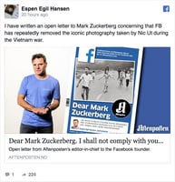 Facebook刪越戰經典照 挪威大報痛批