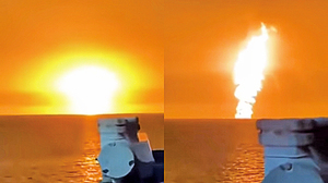 裏海水域突發爆炸 噴出巨大火球、火柱衝天