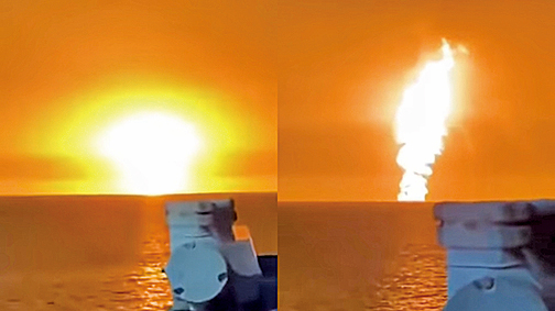裏海水域突發爆炸 噴出巨大火球、火柱衝天