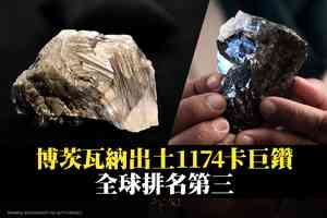 博茨瓦納出土1174克拉巨鑽 全球排名第三