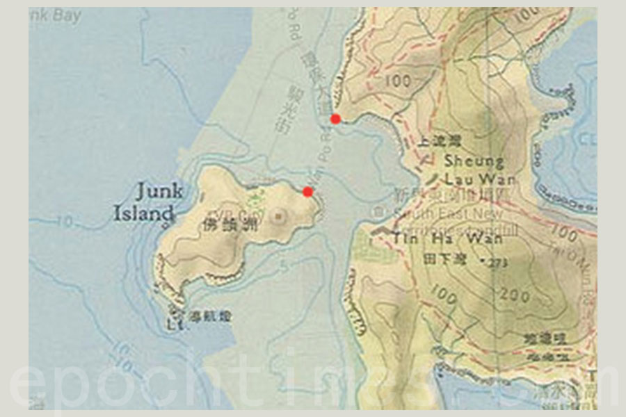 Wenda 找回舊時佛堂洲地圖的位置，找到小島為填海前與陸地的距離。（受訪者提供）
