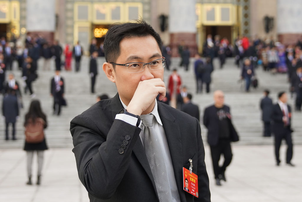 2021年3月8日，騰訊CEO馬化騰出席中共人大第13次全國會議。（Lintao Zhang/Getty Images）