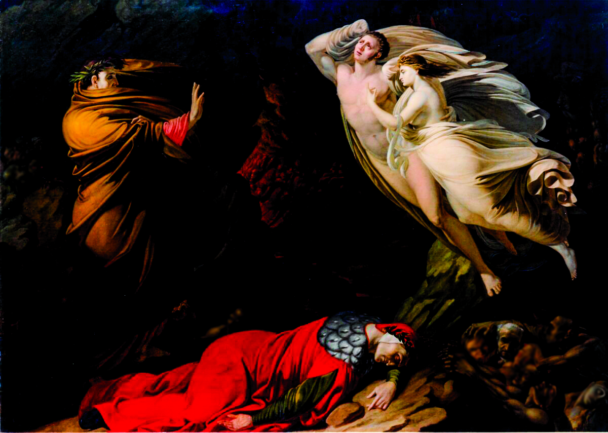 尼古拉．蒙蒂（Nicola Mónti）的作品《保羅和弗朗西斯卡會見》（The Meeting of Paolo and Francesca），1810年。油彩、畫布，66 x 47.6英寸。意大利佛羅倫斯烏菲茲美術館。(The Uffizi Galleries, Florence, Italy)