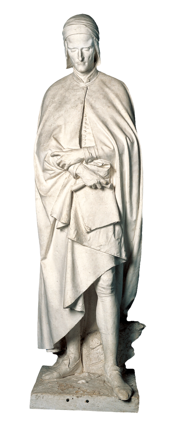 文森佐．維拉（Vincenzo Vela）的作品《但丁》（Dante），1865年。石膏，62.8 x 19.4 x 21.4英寸。瑞士利戈爾內托, 文森佐維拉博物館。（The Vincenzo Vela Museum, Ligornetto）