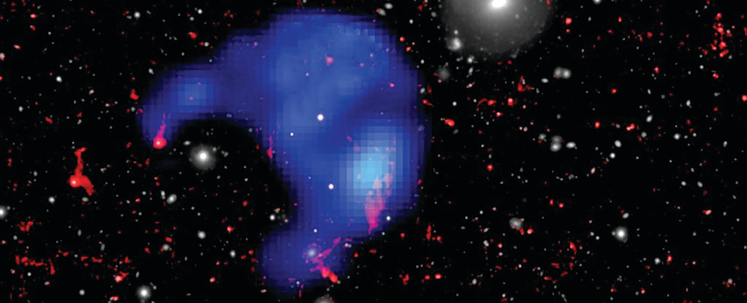 星系間的巨型氣體雲X射線圖像。（ESA/XMM-Newton）