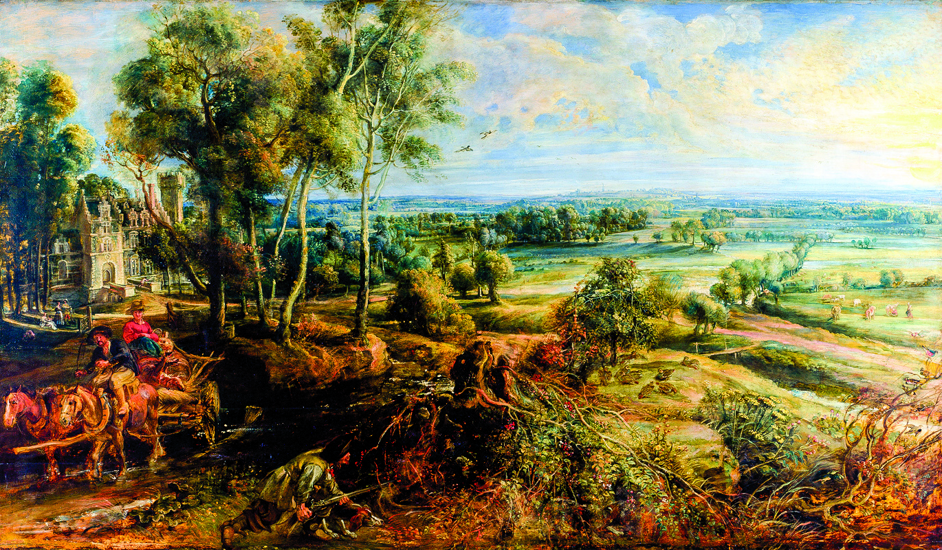 倫敦國家美術館收藏的彼得．保羅．魯本斯的作品《赫特斯丁莊園清晨的秋景》（An Autumn Landscape With a View of Het Steen in the Early Morning），約於1636年繪製。此畫將在倫敦華勒斯典藏館的展覽《魯本斯：重聚大風景》（Rubens: Reuniting the Great Landscapes）中隆重展出。（Trustees of The Wallace Collection, London/倫敦華勒斯典藏館）（公有領域）