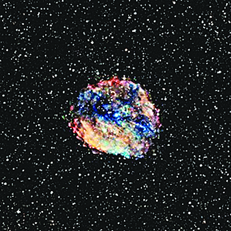 1E 1613中子星和周圍星體的X射線及普通光學觀測合成圖。（NASA）