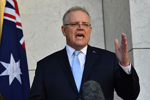 中澳關係自去年4月起急轉直下，起因是澳大利亞總理莫里森呼籲對中共病毒起源進行獨立調查。圖為澳洲總理莫里森。（Sam Mooy/Getty Images）
