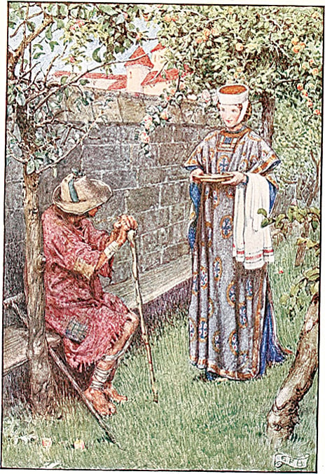 [英]埃莉諾‧福特斯庫-布里克岱（Eleanor Fortescue-Brickdale, 1871/2~1945），《匈牙利的聖伊利沙伯的故事》（Story of St. Elizabeth of Hungary）插圖。（公有領域）