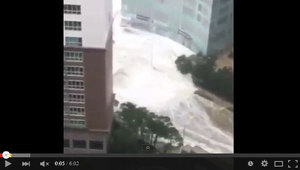 芙蓉颱風襲南韓 海水倒灌畫面如海嘯