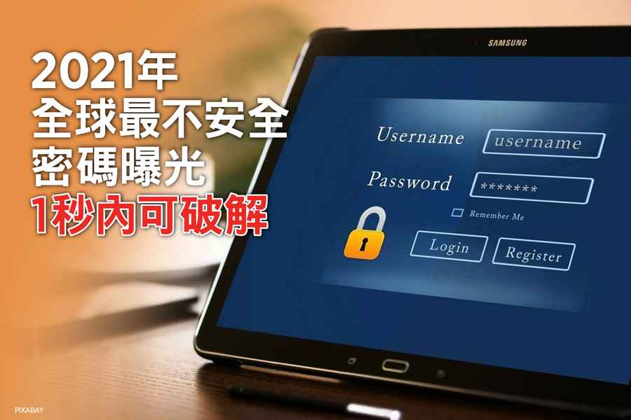 2021年全球最不安全密碼曝光 1秒內可破解