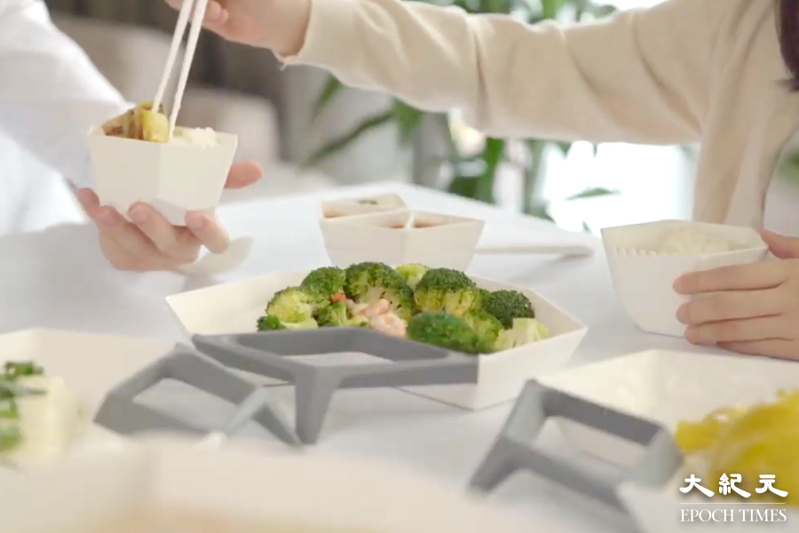 香港知專設計學院畢業生廖成鍇設計的餐具套裝《原石》，榮獲「紅點設計大獎」的2021最佳設計獎。（HKDI AIP Department Youtube 影片截圖）