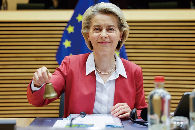 圖為歐盟委員會主席馮德萊恩（Ursula von der Leyen）資料照。（AFP）