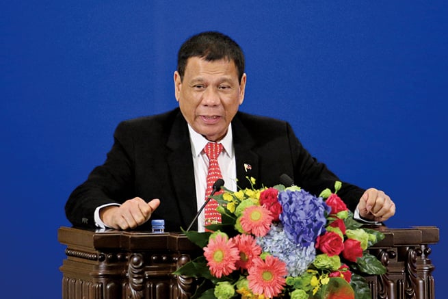 菲律賓總統杜特爾特最近訪華，稱要與美國「分道揚鑣」。（Getty Images）