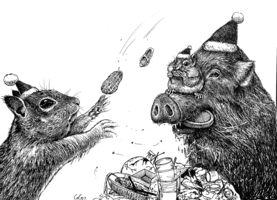 【畫作投稿】聖誕為食篇之 野生動物聖誕大餐