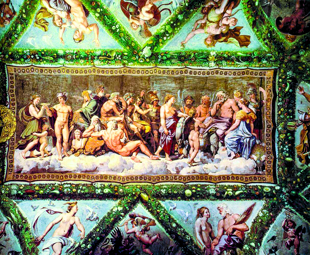 拉斐爾作品：以小愛神與賽姬故事為主題的仿古裝飾壁畫（la Loge de Psyche）。（公有領域）